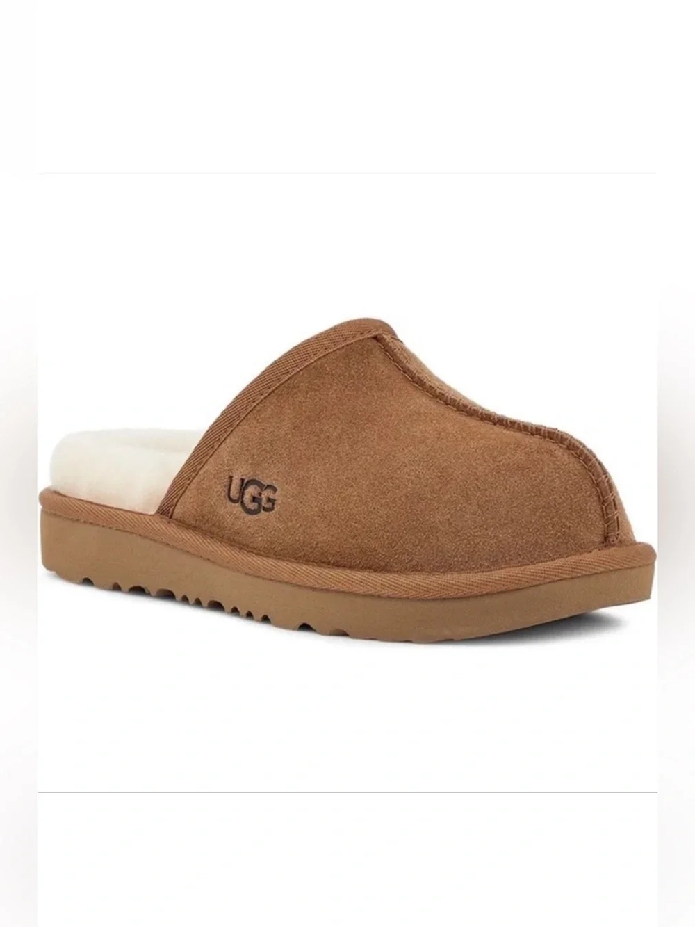 UGG Keegan Chestnut Suede Slide Slippers Shearling Kids Size 13M Cozy Comfort